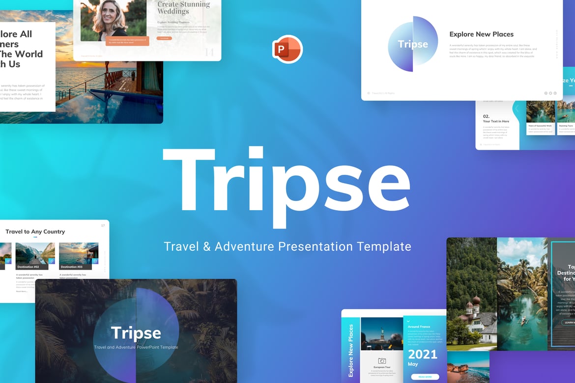 Template PowerPoint Perjalanan & Petualangan Tripse yang Menarik