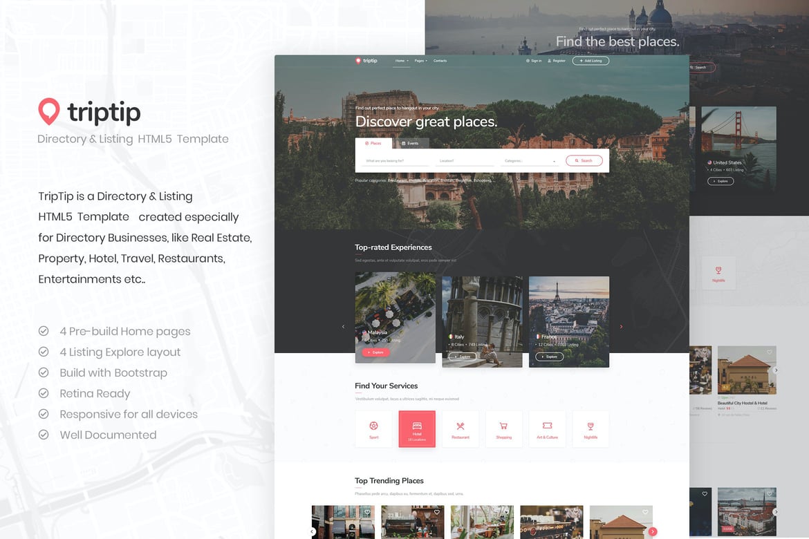 TripTip - Template Website Direktori & Listing yang Modern