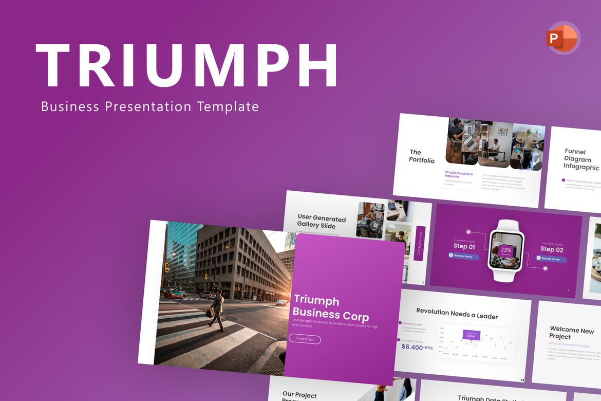 Template PowerPoint Bisnis Triumph yang Memukau