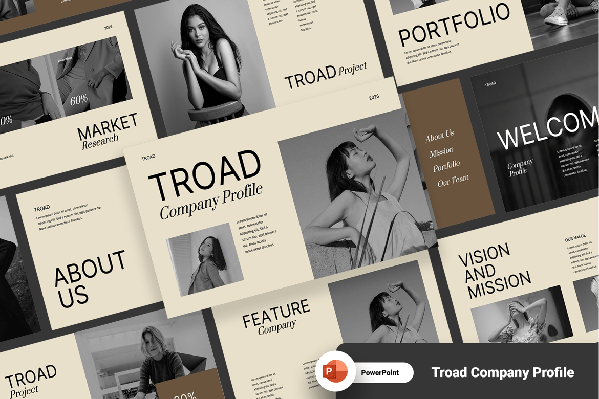 Troad – Template PowerPoint Profil Perusahaan yang Menarik