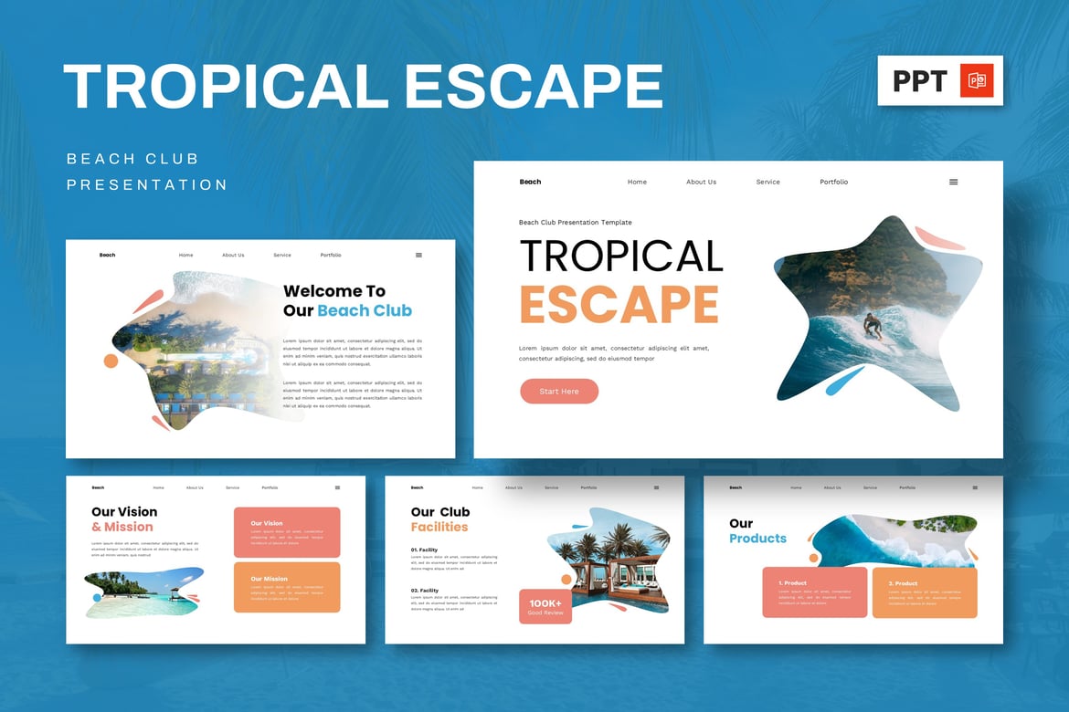 Tropical Escape - Template Powerpoint Beach Club yang Menawan