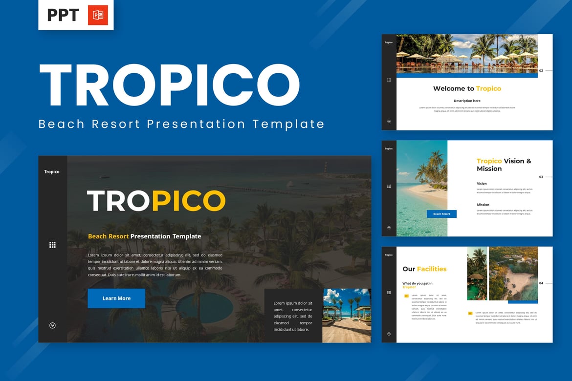 Tropico - Template Presentasi PowerPoint Resort Pantai yang Menawan