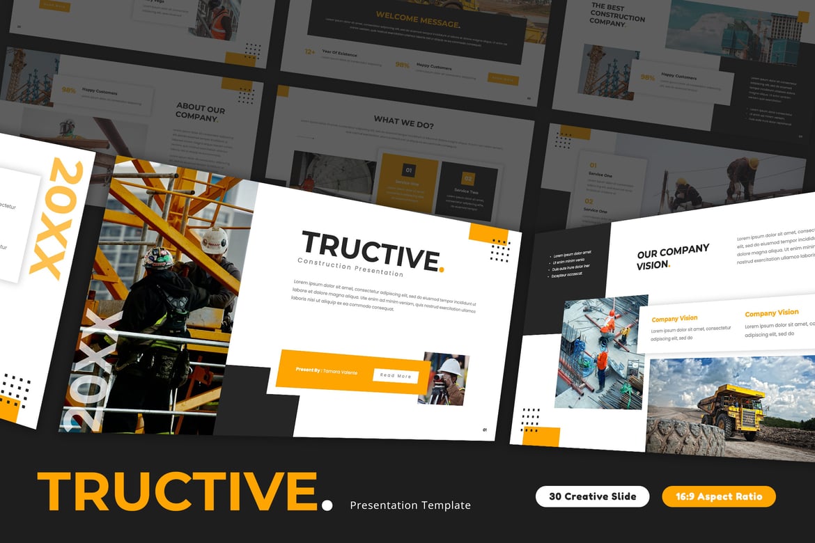 Tructive - Template PowerPoint Konstruksi yang Modern dan Kreatif