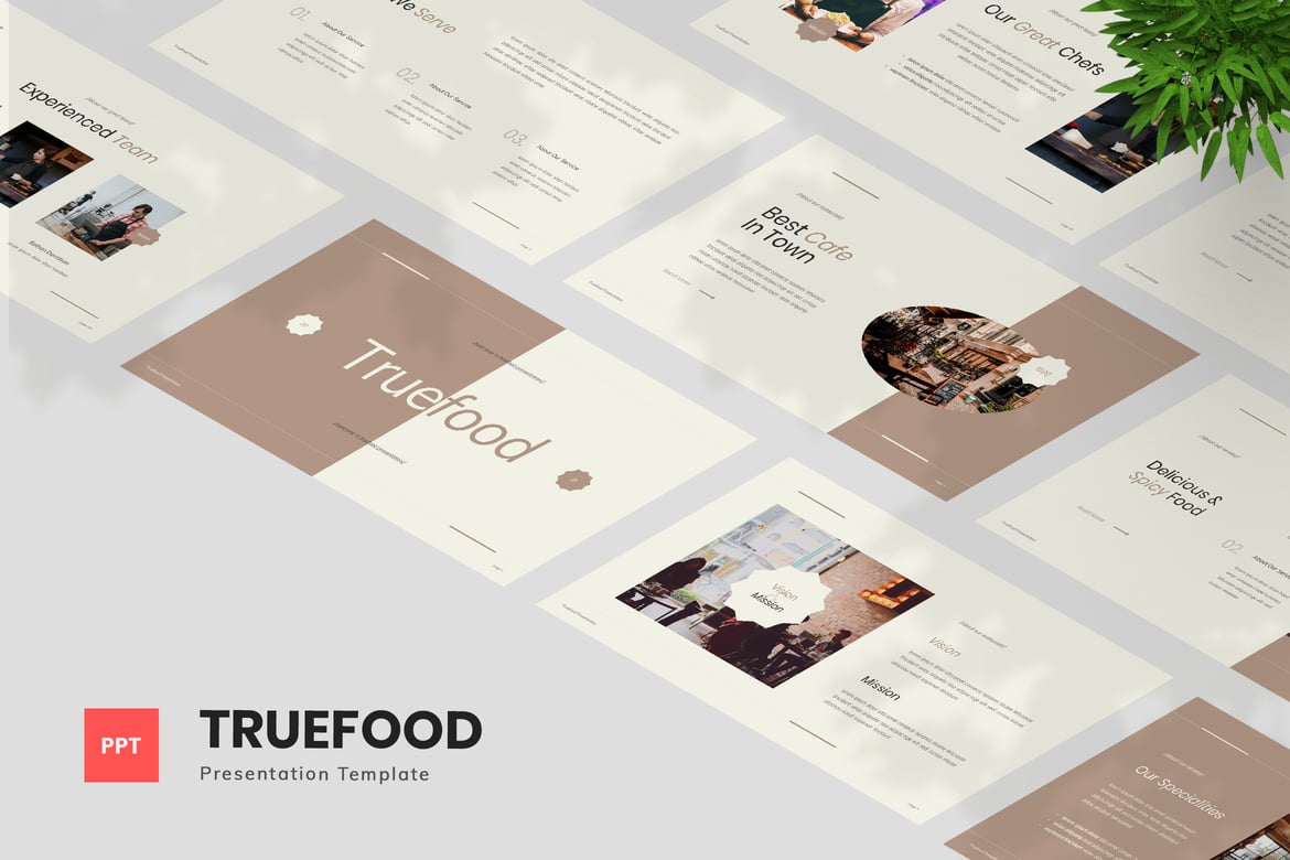 Template Presentasi PowerPoint Truefood untuk Kafe dan Restoran