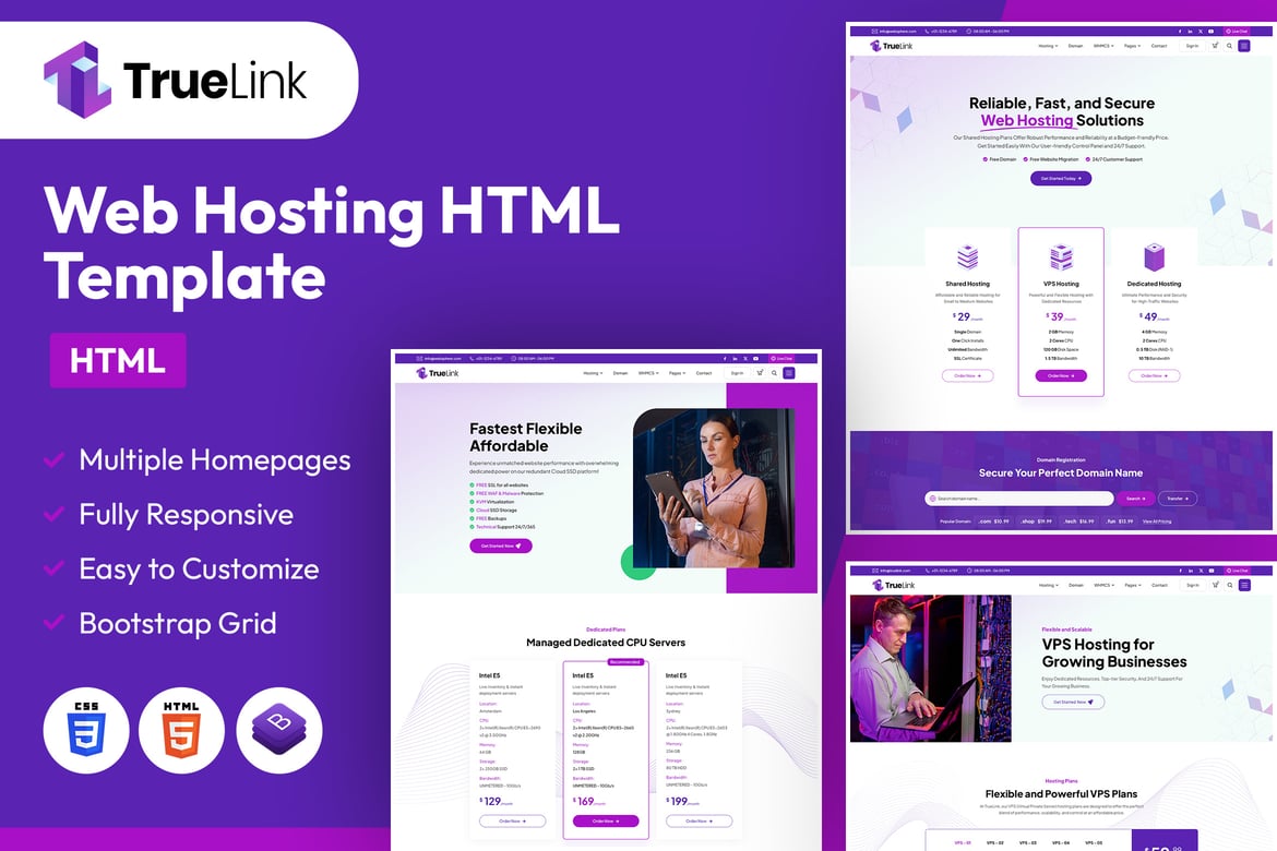 Template Website TrueLink - Solusi Hosting Web yang Modern dan Fungsional