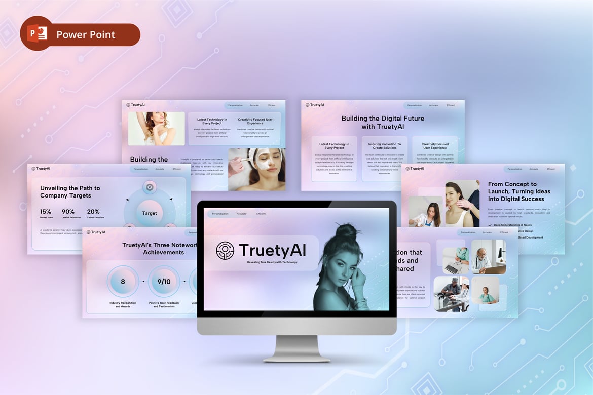 Template Presentasi PowerPoint Klinik Kecantikan TruetyAI yang Menarik