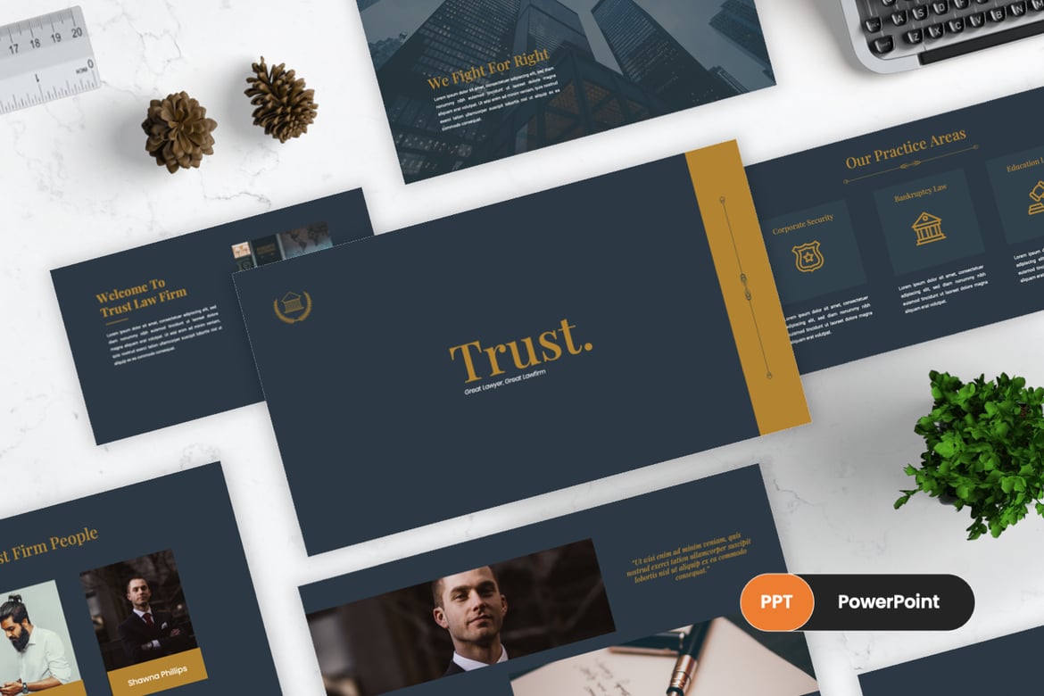 Template Presentasi PowerPoint Pengacara yang Profesional dan Menarik