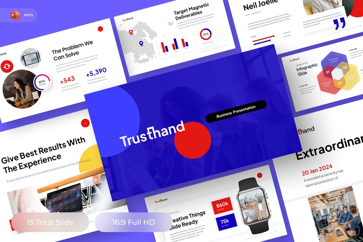 Template Presentasi Bisnis Trusthand yang Menarik dan Profesional