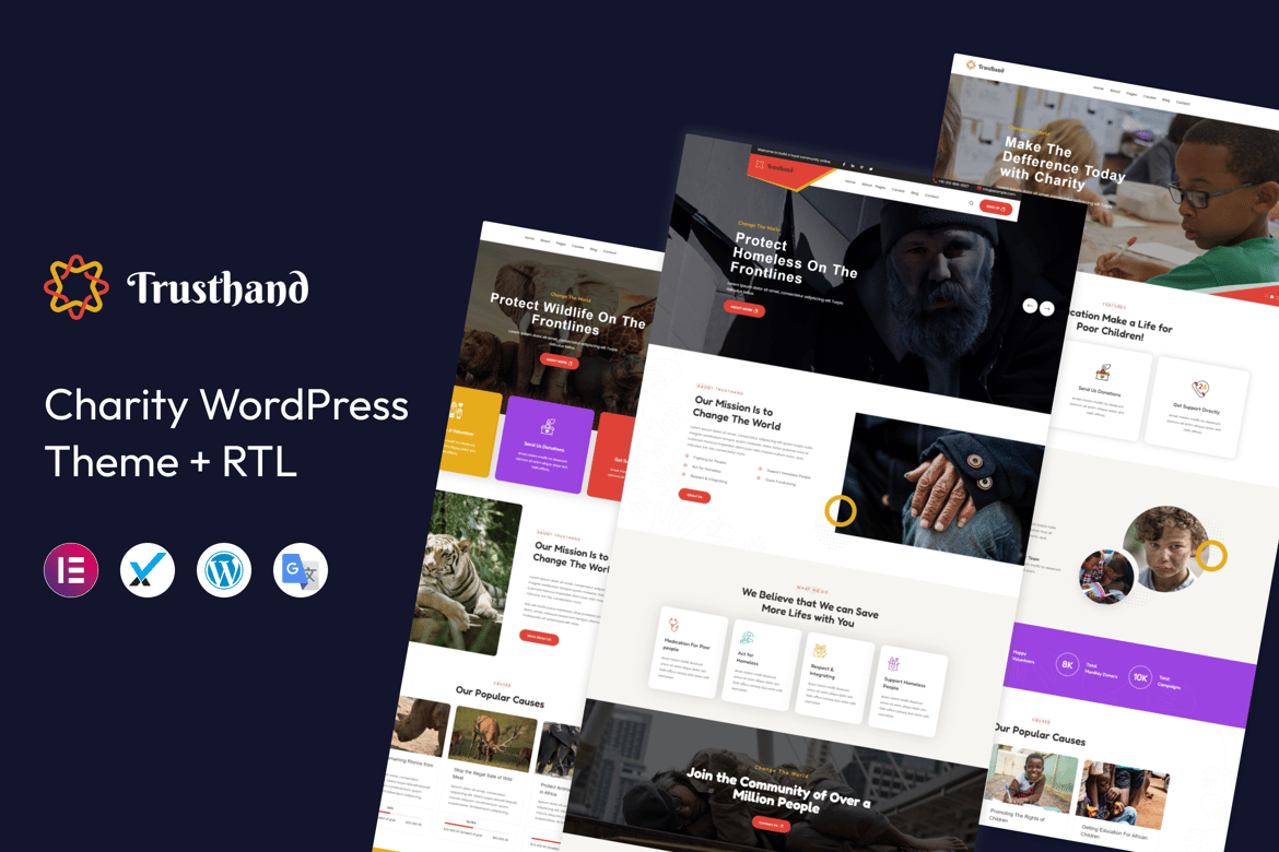 Trusthand - Tema WordPress Amal yang Elegan dan Modern
