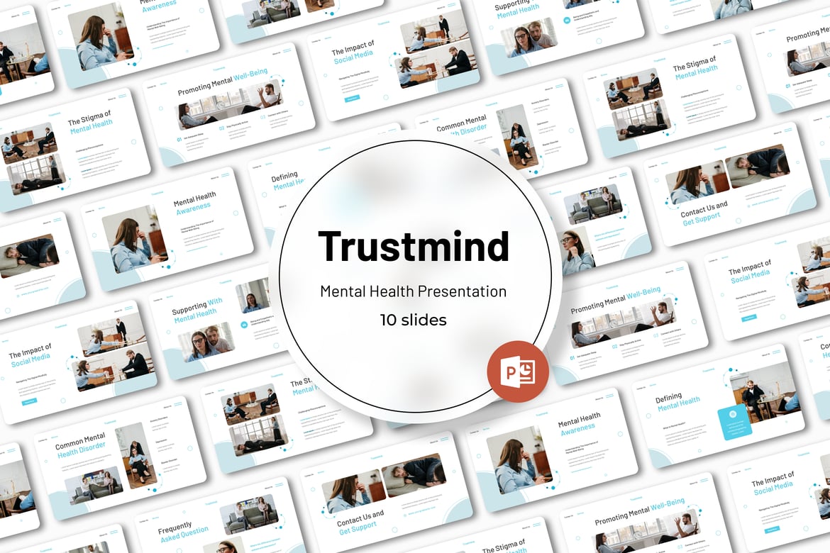 Template Presentasi Kesehatan Mental Trustmind yang Memukau