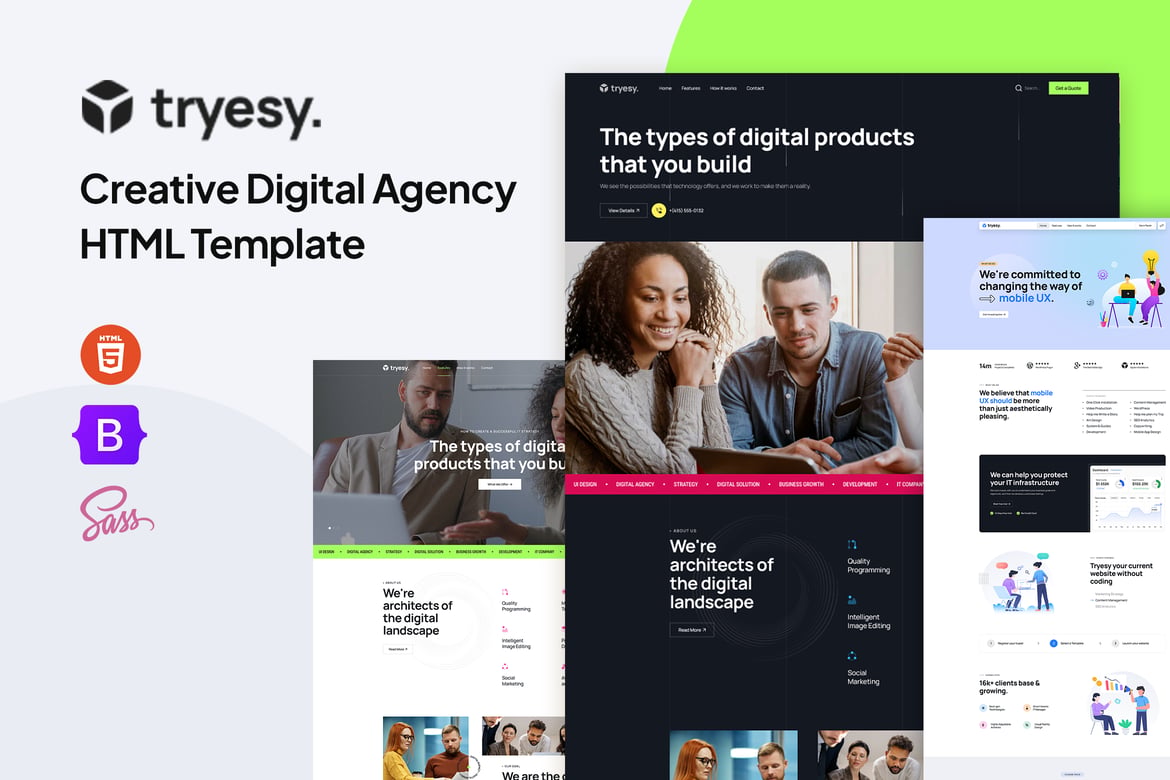 Tryesy - Template Website Kreatif untuk Agensi Digital