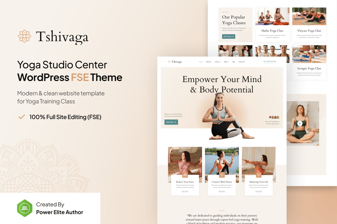 Tshivaga – Tema WordPress untuk Studio Yoga & Pusat Kebugaran yang Modern dan Fleksibel