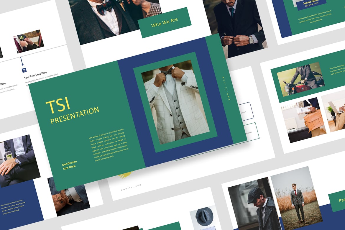 Template Presentasi PowerPoint Suit Pria yang Elegan