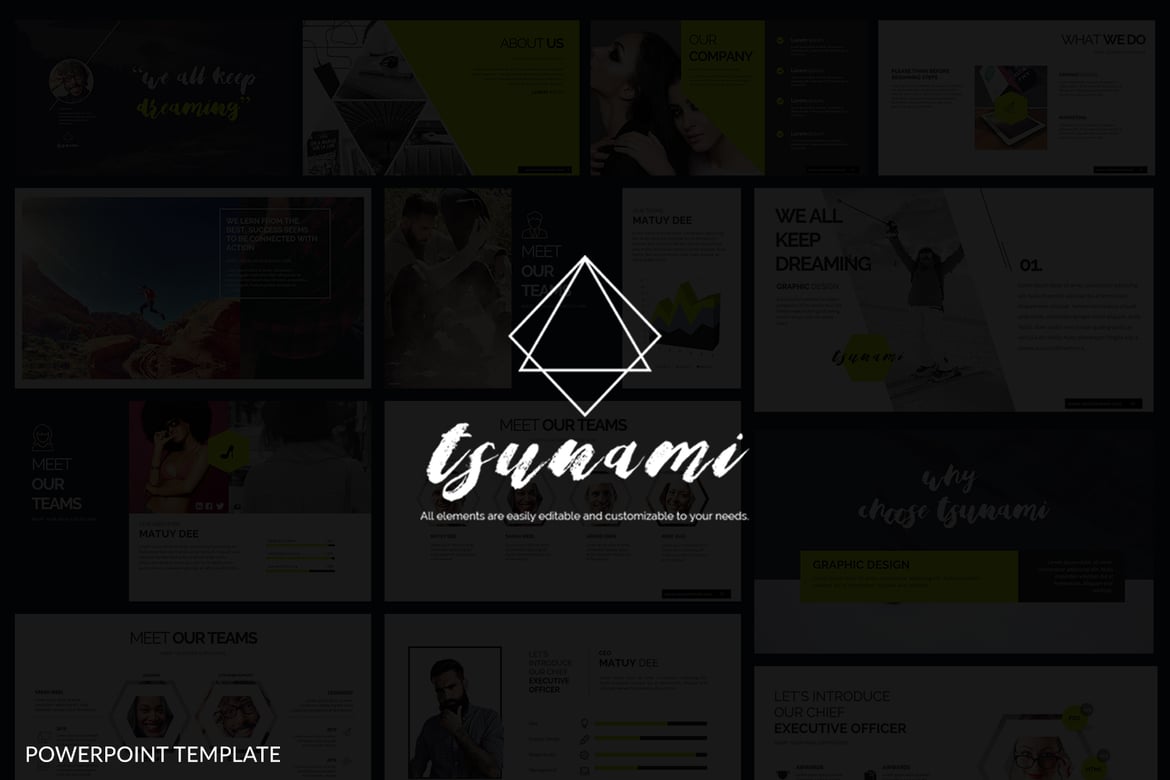 Template Presentasi PowerPoint Tsunami yang Menarik