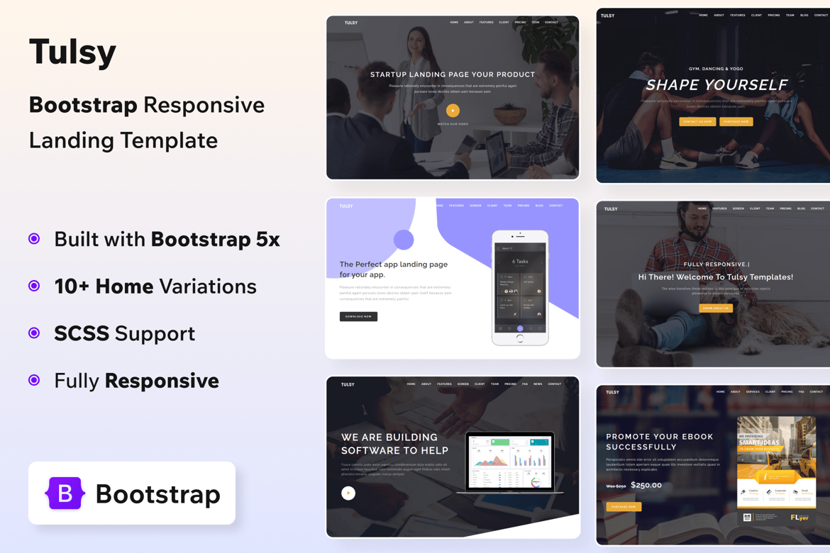 Tulsy - Template Website Landing Page Serbaguna yang Modern