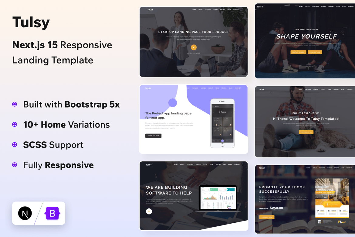 Tulsy - Template Website Landing Page Next.js 15 yang Serbaguna