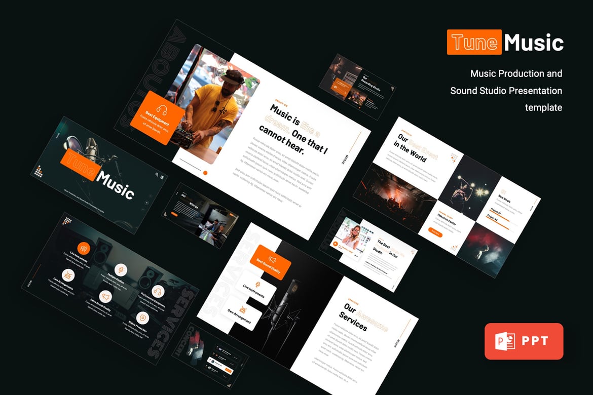 TUNEMUSIC - Template PowerPoint Produksi Musik yang Kreatif