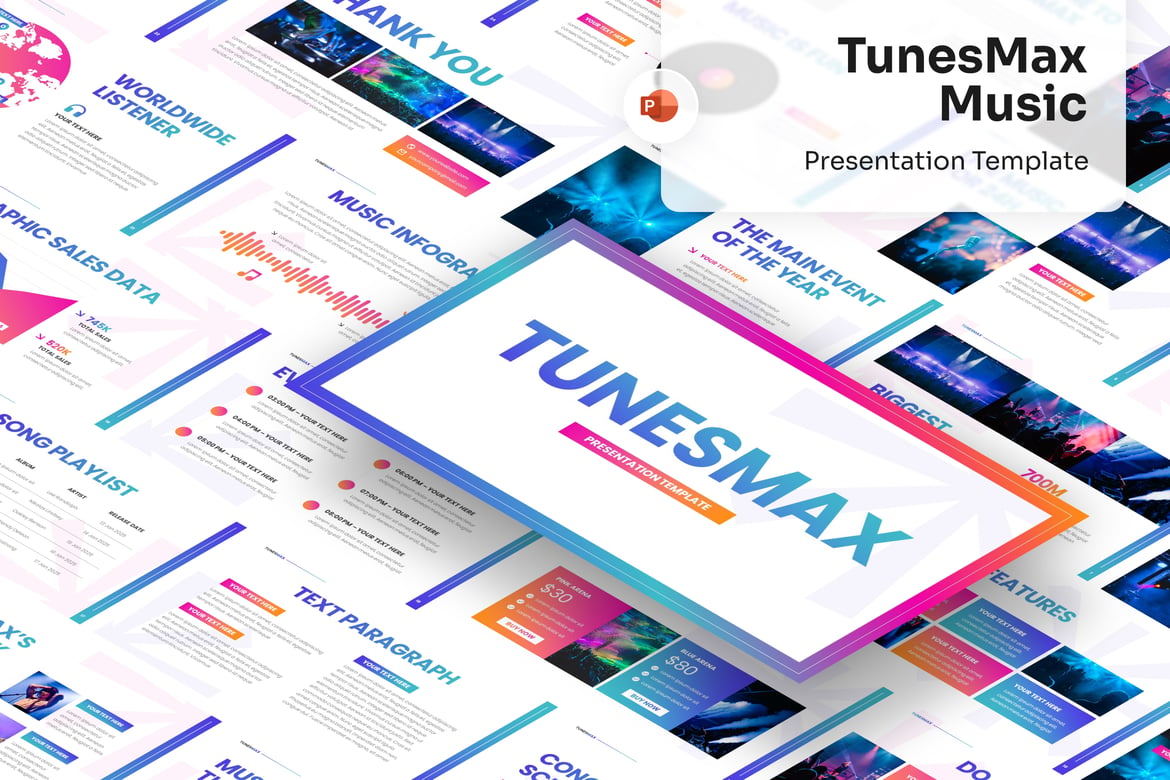 Template PowerPoint Musik TunesMax yang Menarik
