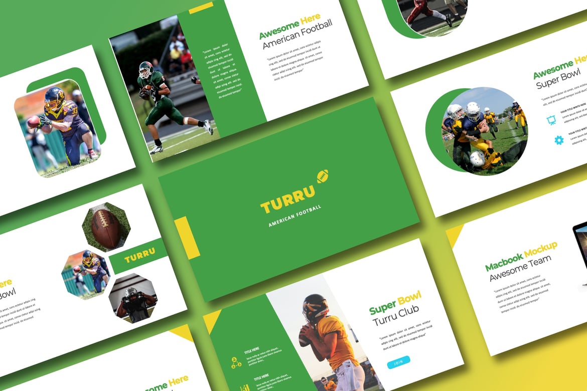 Template PowerPoint Sepakbola Amerika yang Elegan dan Fleksibel