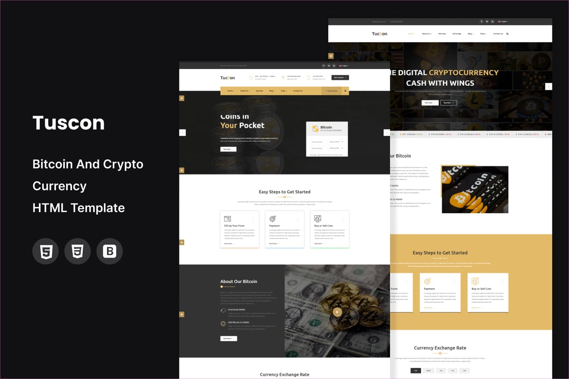 Tuscon - Template Website Cryptocurrency yang Modern dan Responsif