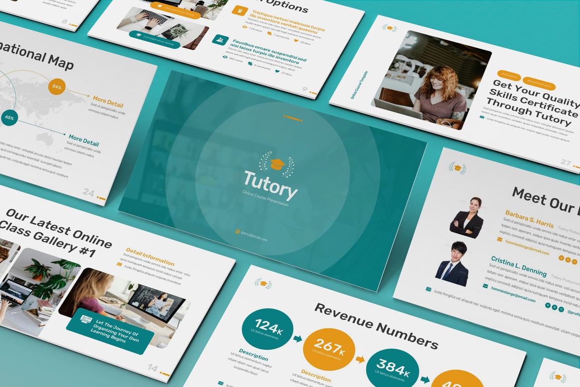 Template PowerPoint Kursus Online Tutory yang Fleksibel dan Kustomisasi Penuh