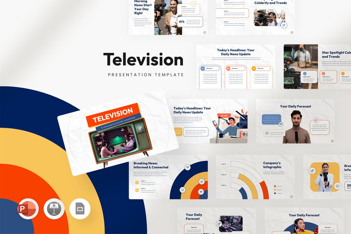 Template PowerPoint Penyiaran TV yang Menarik dan Profesional