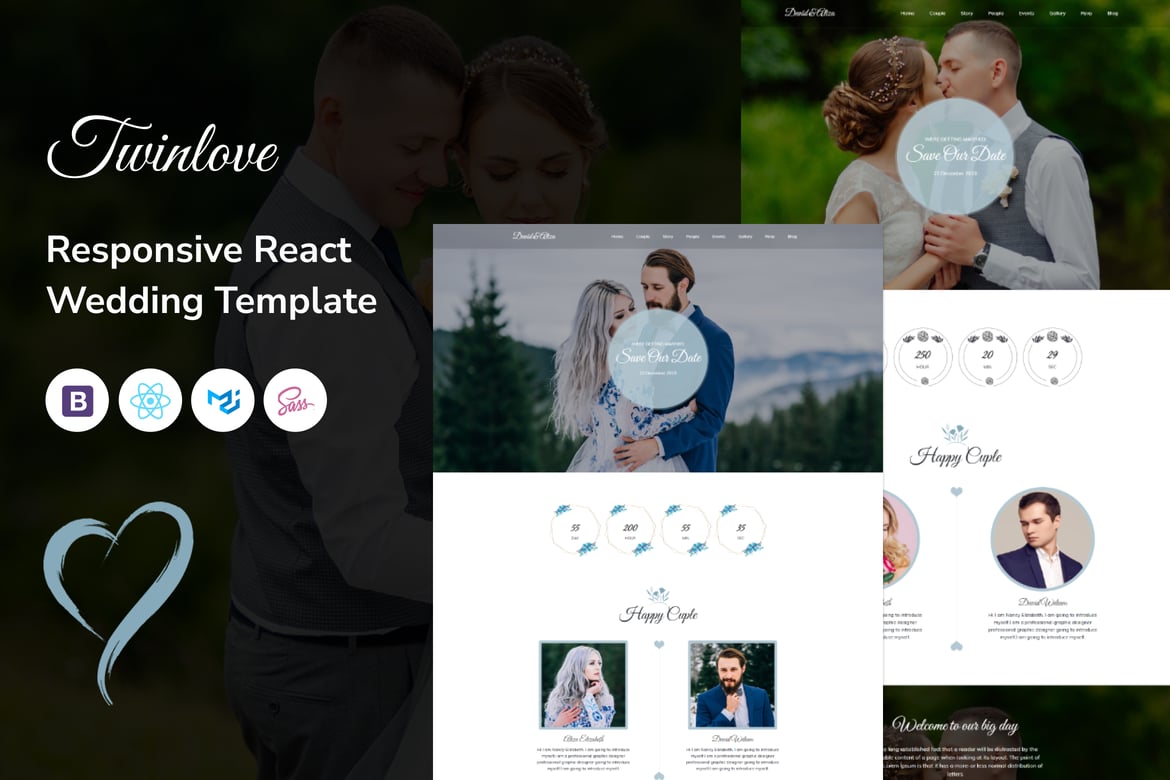 Twain Love - Template Website Pernikahan Responsif dengan React