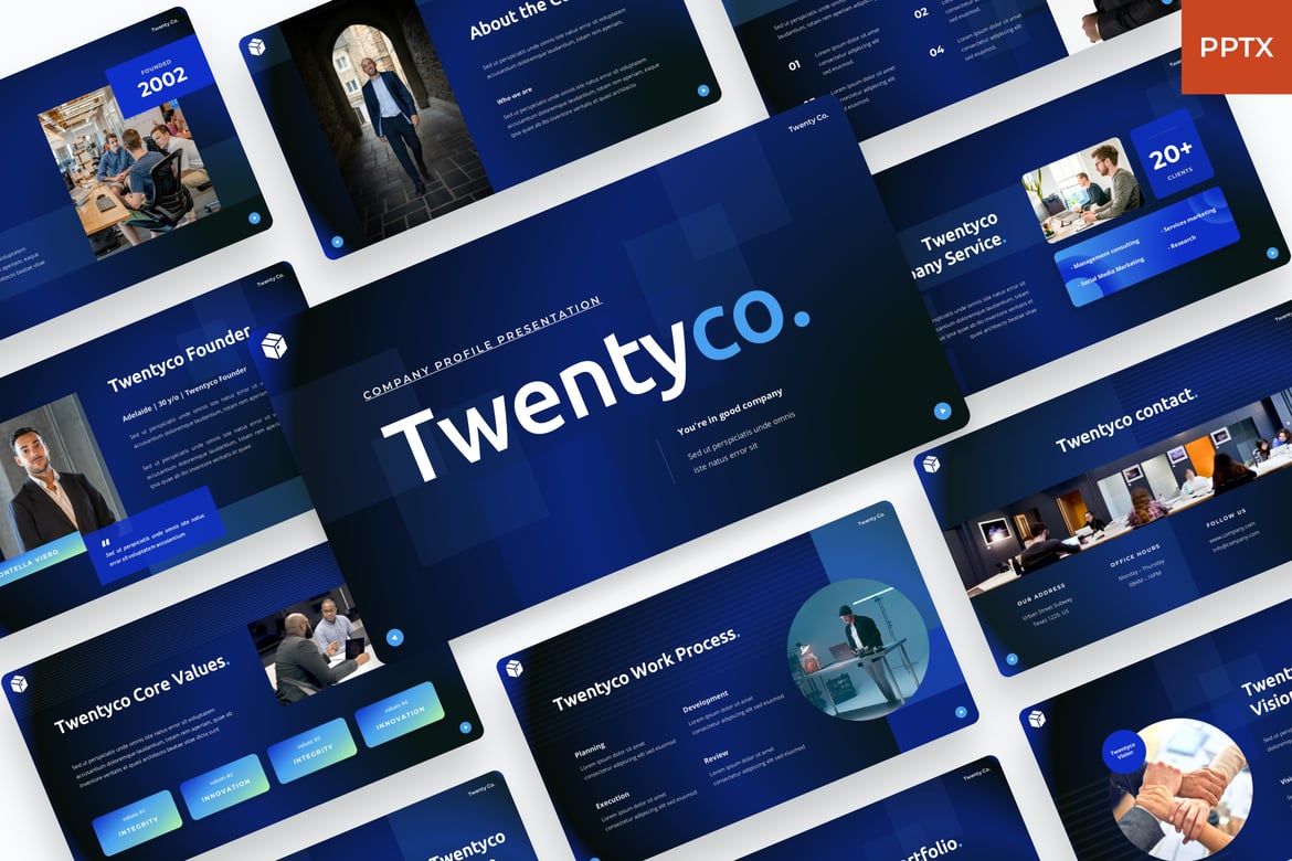 Template Presentasi Profil Perusahaan Twentyco yang Modern dan Profesional