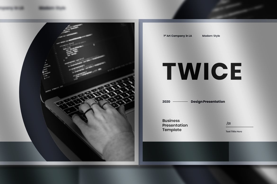 Template PowerPoint Presentasi Bisnis Twice yang Menarik dan Profesional