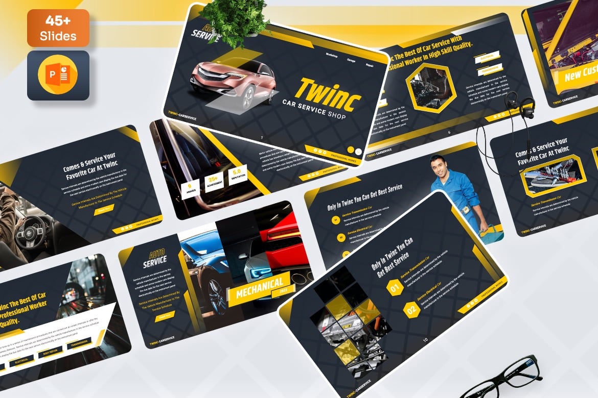 Twinc - Template Powerpoint Layanan Mobil yang Menarik