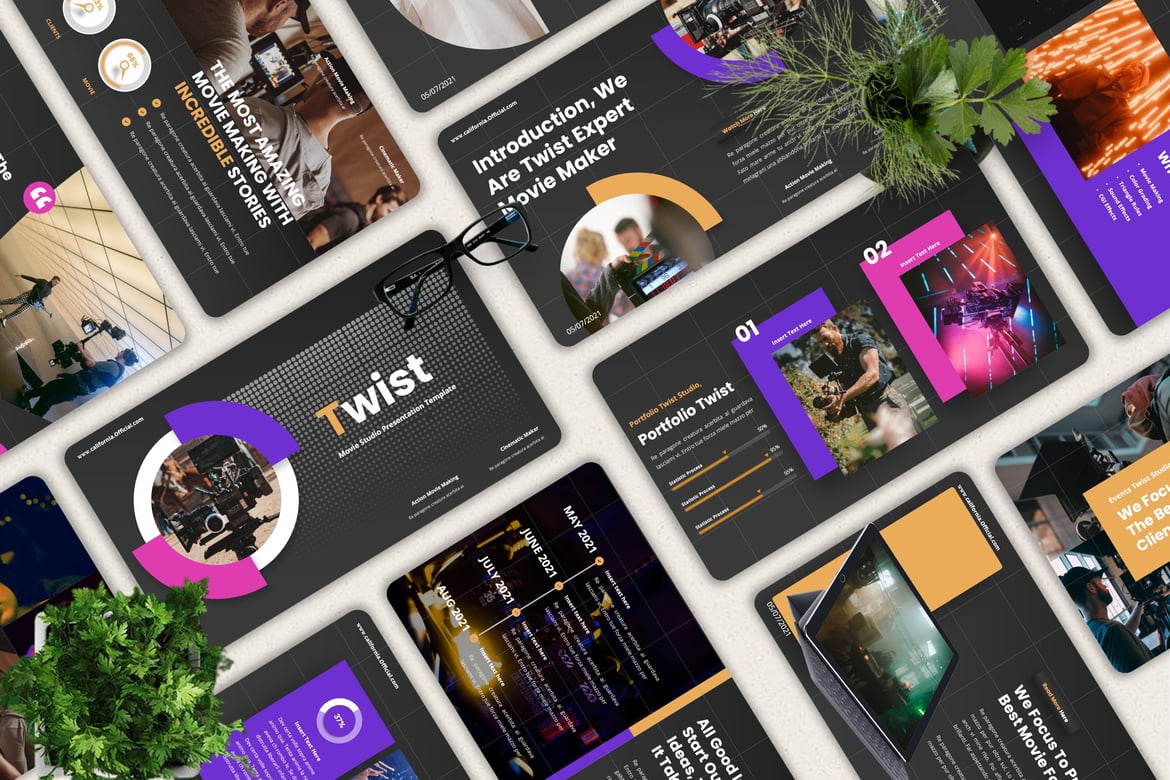 Twist - Template Powerpoint Studio Film yang Menarik