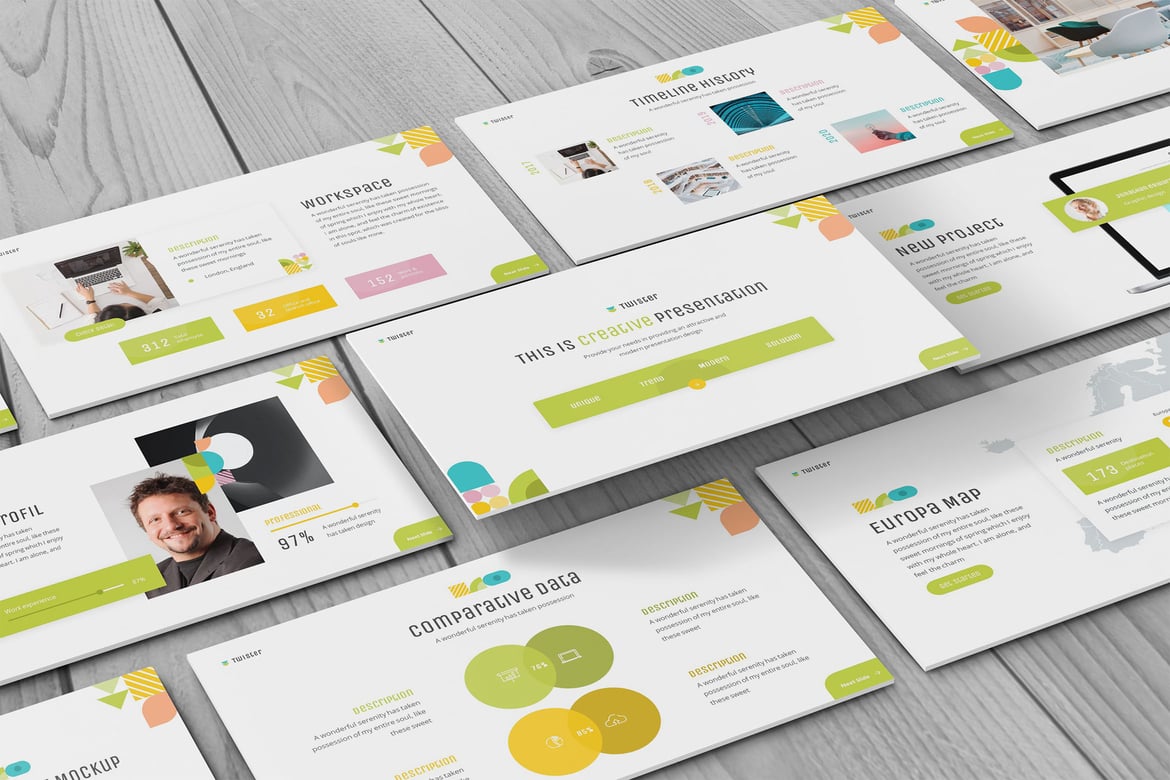 Template Powerpoint Geometris Twister - Presentasi Modern dan Profesional