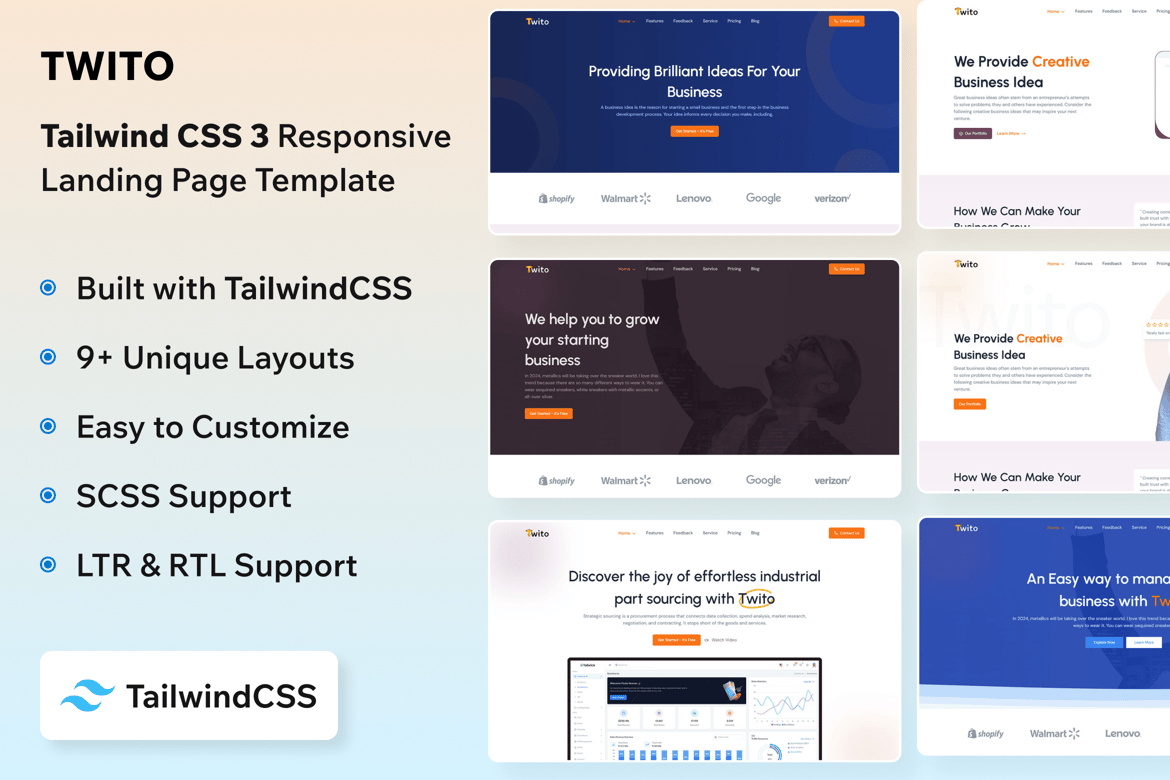Twito - Template Website Landing Page Modern dengan Tailwind CSS