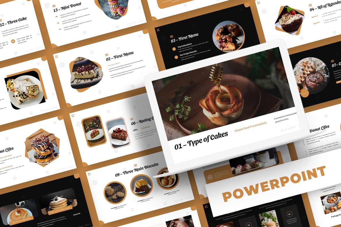 Template Powerpoint Beragam Jenis Kue yang Menarik