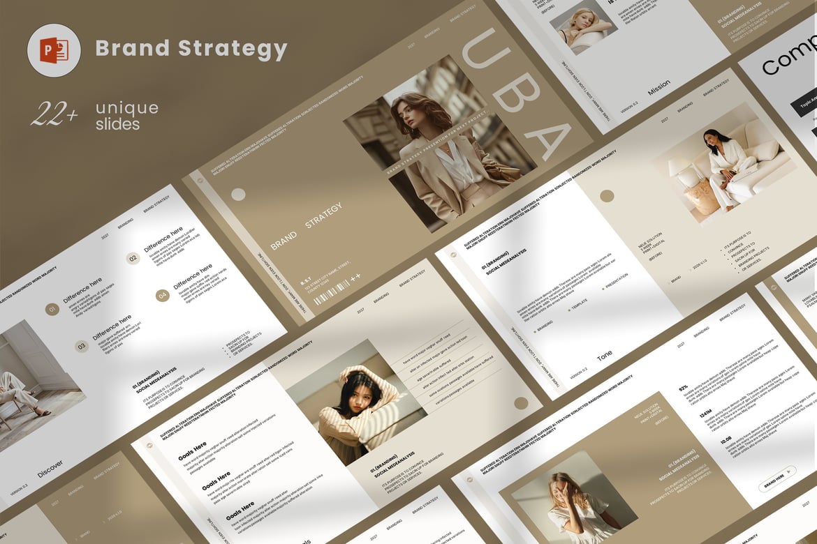 Template PowerPoint Strategi Merek UBA yang Menarik