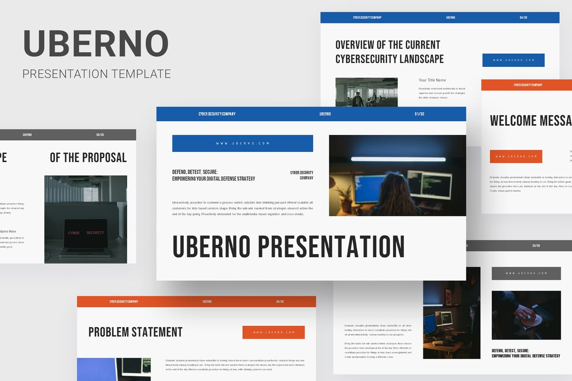 Template Powerpoint Keamanan Siber Uberno yang Menarik dan Profesional