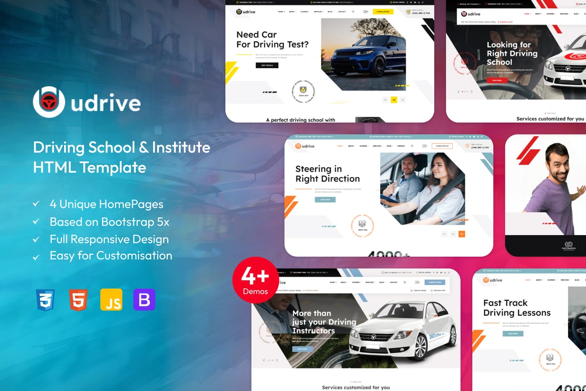 Udrive - Template Website Sekolah Mengemudi yang Menarik dan Responsif