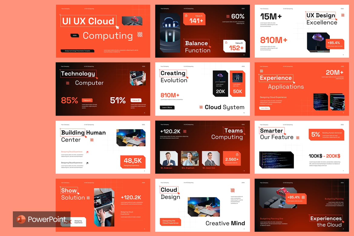 Template Presentasi PowerPoint UI/UX Cloud Computing Modern dan Menarik