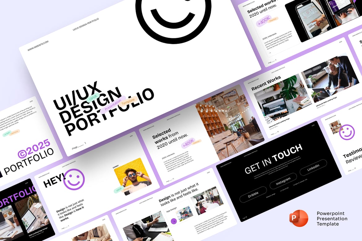 Template Presentasi PowerPoint Portofolio UI/UX yang Menarik