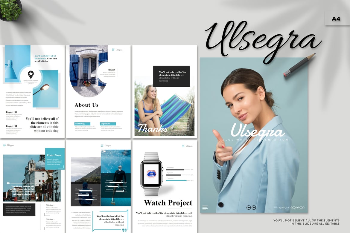 Template PowerPoint Ulsegra - Desain A4 Kreatif untuk Presentasi Anda