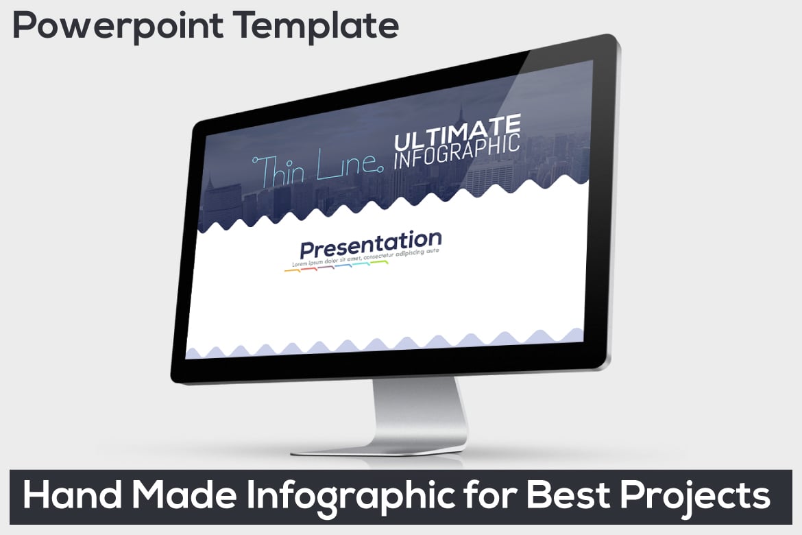 Template Presentasi PowerPoint Infografis Garis Tipis Terbaik
