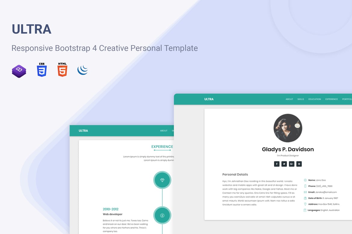 Ultra - Template Web Resume & CV yang Responsif dan Kreatif