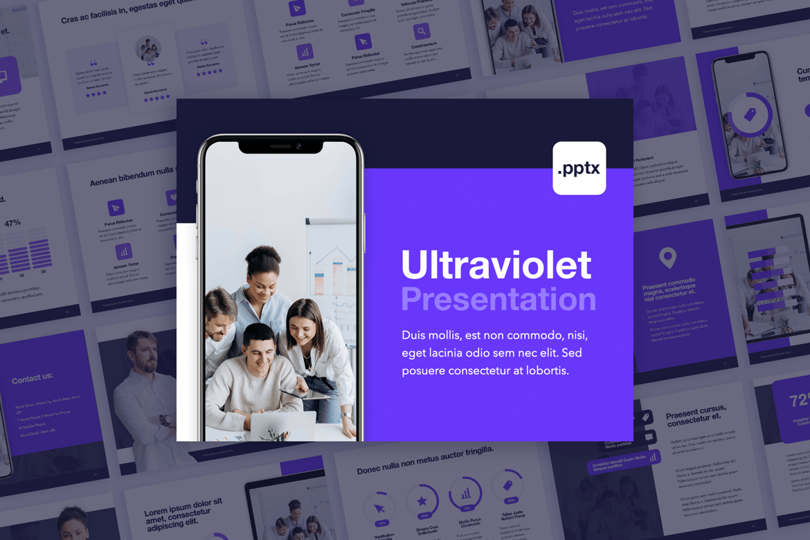 Template PowerPoint Ultraviolet yang Elegan dan Profesional