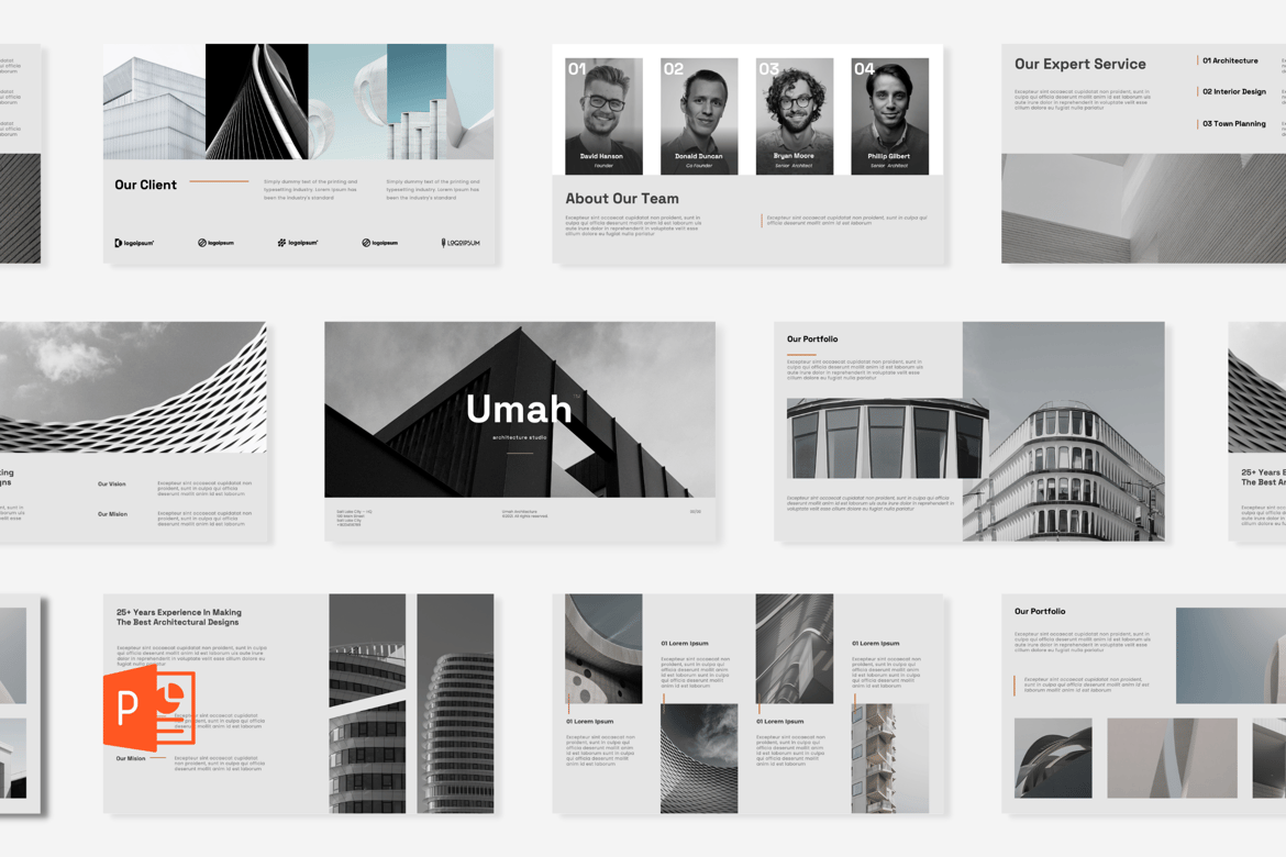 Template PowerPoint Arsitektur Umah yang Elegan dan Profesional