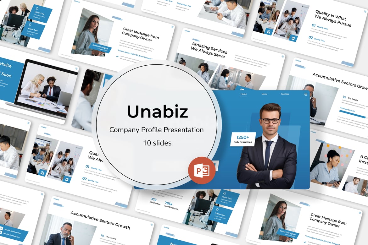 Template PowerPoint Profil Perusahaan Unabiz yang Menarik