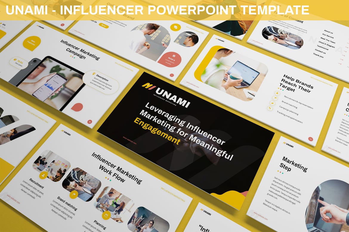 Template Presentasi PowerPoint Unami untuk Pemasaran Influencer