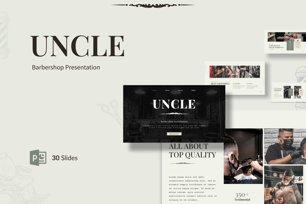 Template PowerPoint Barbershop Uncle - Presentasi Profesional