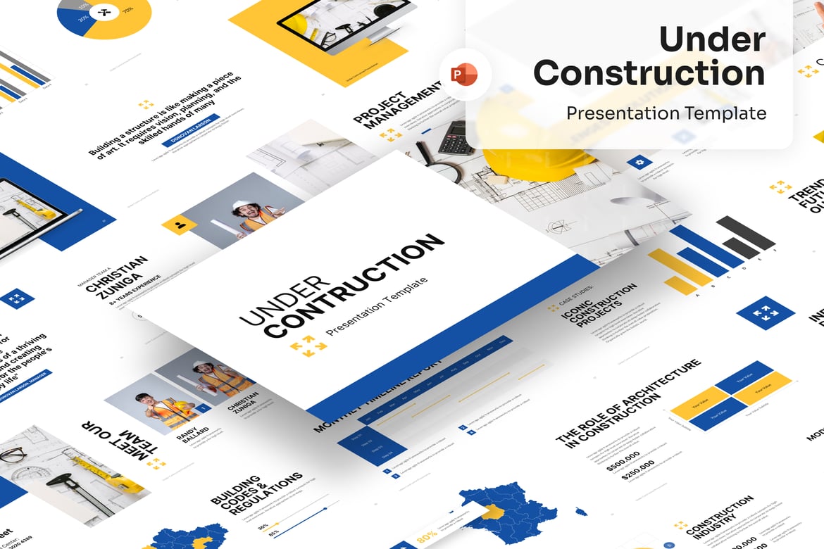 Template PowerPoint Konstruksi Menarik untuk Presentasi Anda