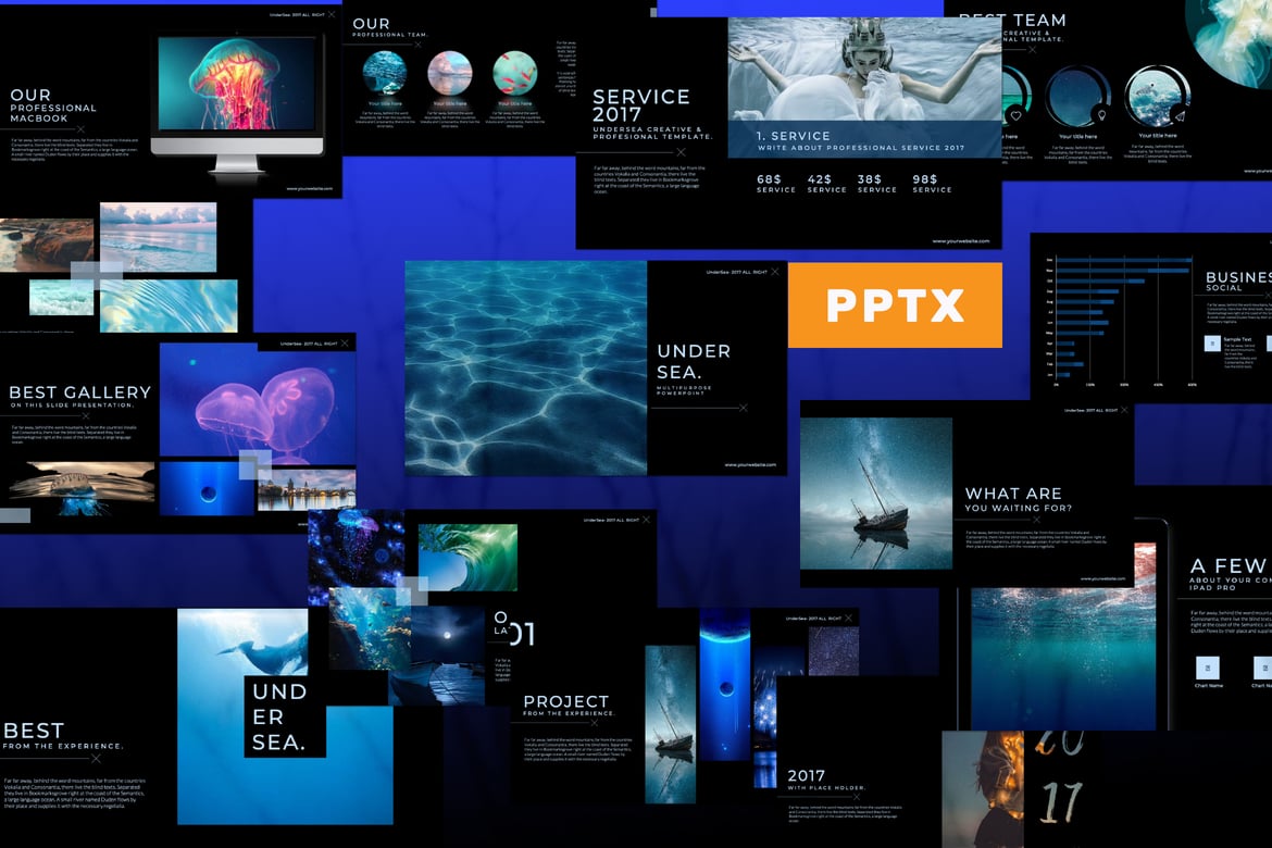 Template Presentasi Powerpoint Bertema Laut yang Menarik