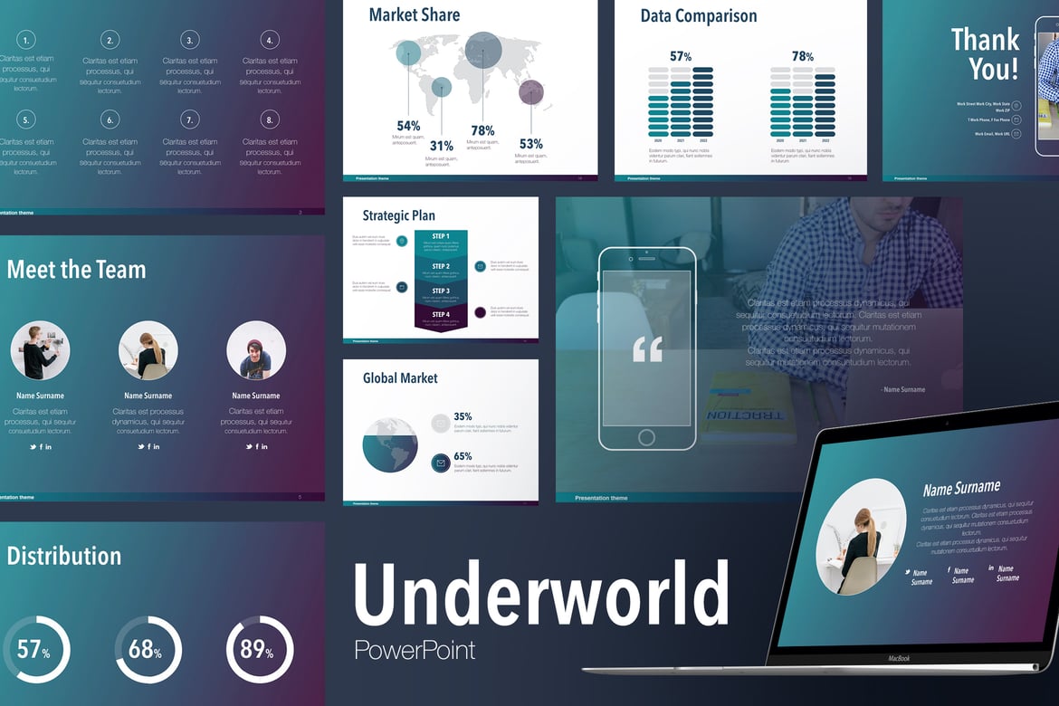 Template PowerPoint Underworld yang Modern dan Profesional